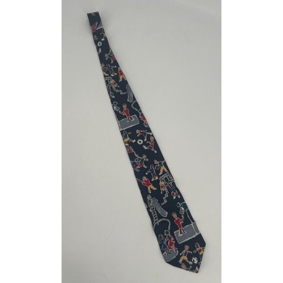 Vintage Tie Save The Children Kids Playground 100% Silk Navy Multicolor - Picture 2 of 6